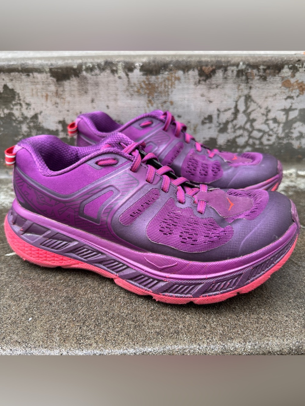 Hoka One One Stinson ATR 5 Womens Hiking Running Shoes Size 6 Purple